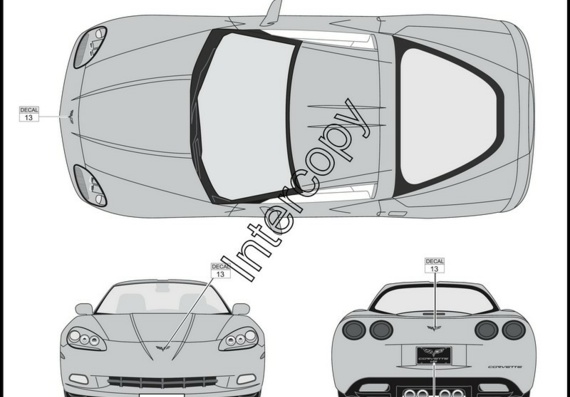 Chevrolets Corvette C6 (2004) (Chevrolet Corvette of C6 (2004)) are drawings of the car